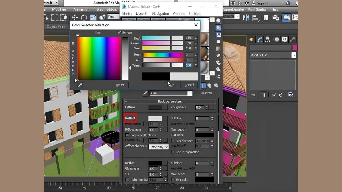  Hướng dẫn chi tiết cách làm vật liệu gương trong 3DMax 2