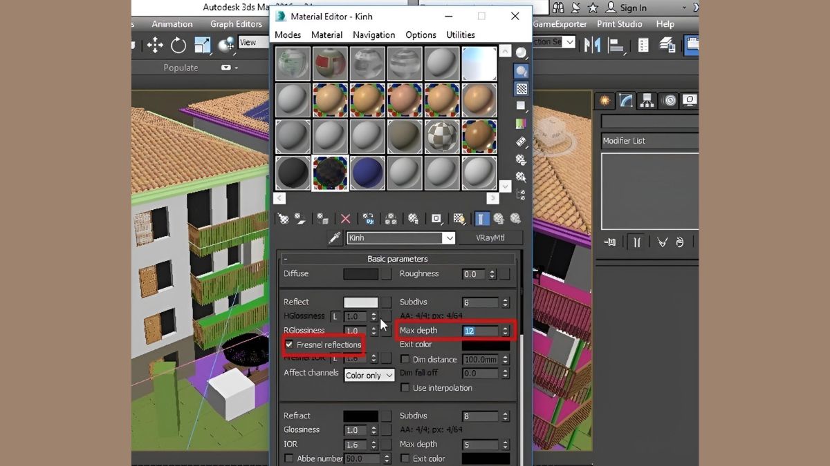 Hướng dẫn chi tiết cách làm vật liệu gương trong 3DMax 3