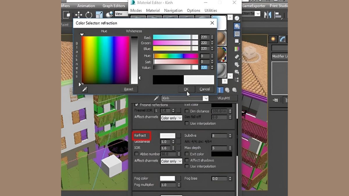 Hướng dẫn chi tiết cách làm vật liệu gương trong 3DMax 4