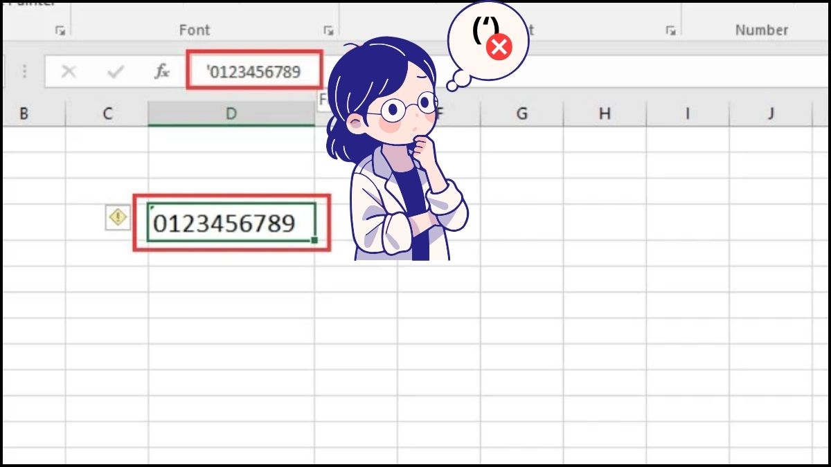 Trường hợp cần bỏ dấu nháy trong Excel