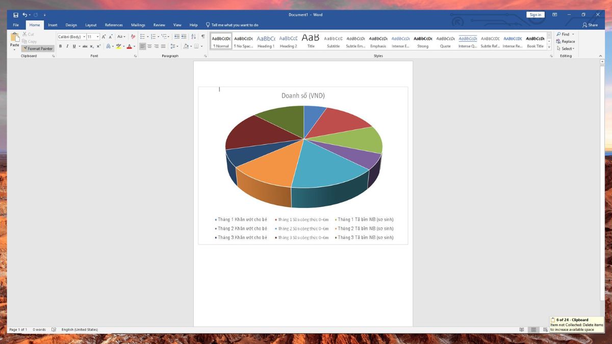 Mẹo copy biểu đồ từ Excel sang Word không bị lỗi định dạng