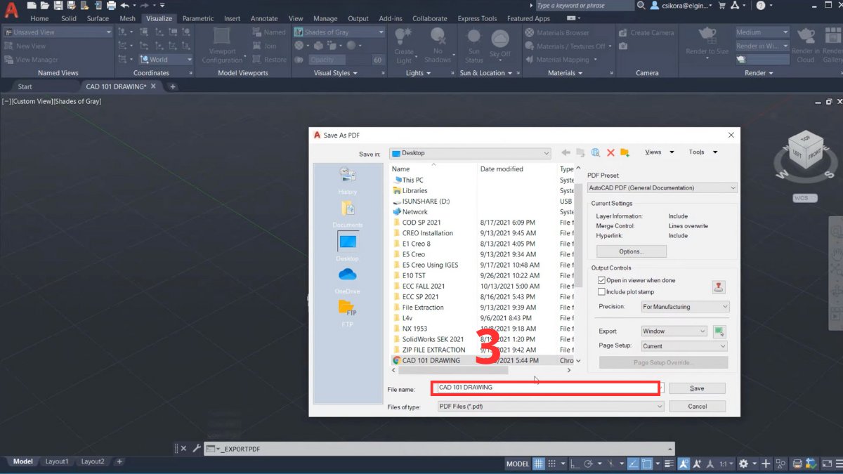 Cách xuất mô hình 3D trong AutoCAD 3