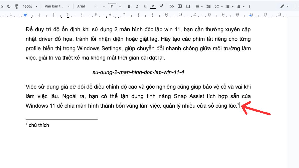 Cách xóa footnote đã tạo trong Google Docs
