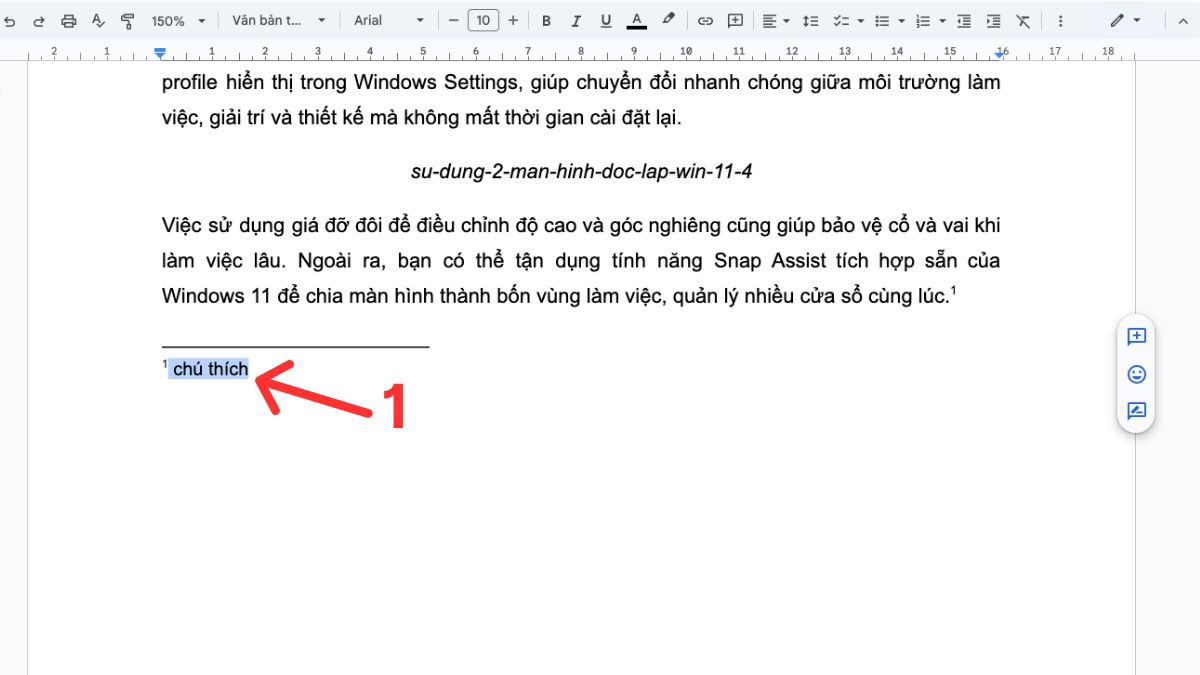 Hướng dẫn định dạng footnote trong Google Docs 1