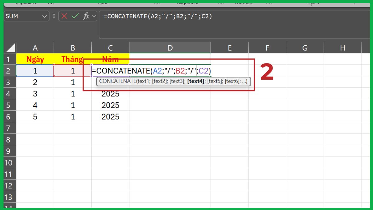 3 cách gộp ngày tháng năm trong Excel phổ biến nhất 9