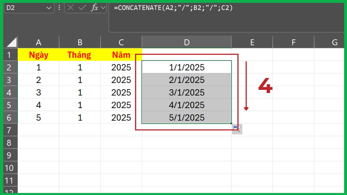 3 cách gộp ngày tháng năm trong Excel phổ biến nhất 11