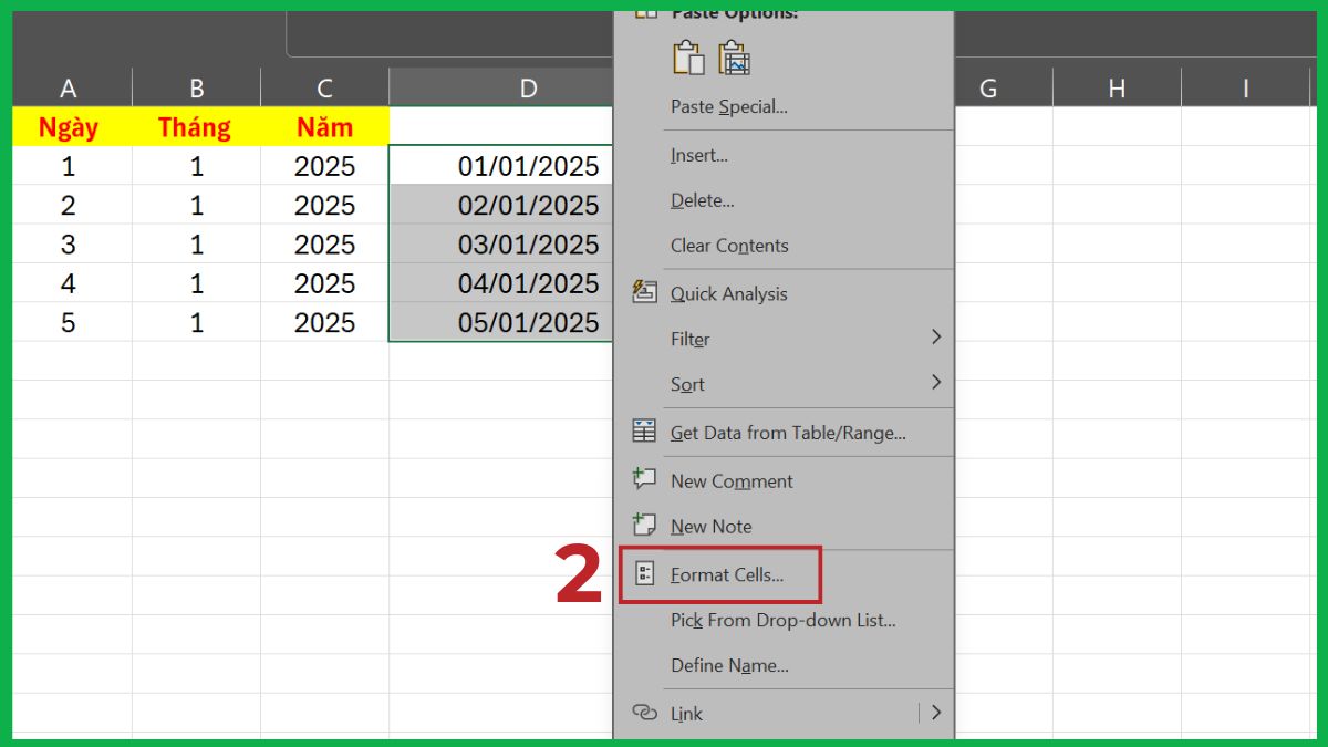 Hướng dẫn định dạng lại ngày sau khi gộp (nếu cần) 2