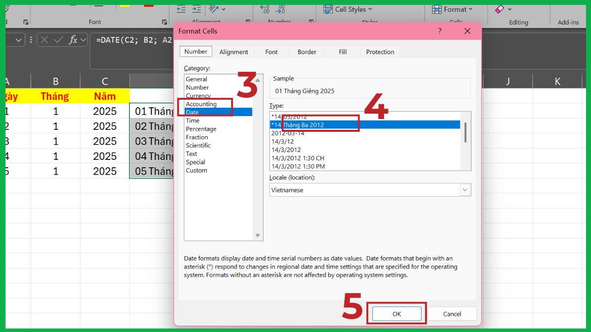 Hướng dẫn định dạng lại ngày sau khi gộp (nếu cần) 3