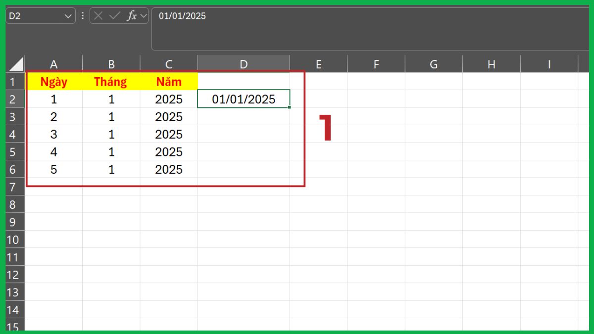 3 cách gộp ngày tháng năm trong Excel phổ biến nhất 1