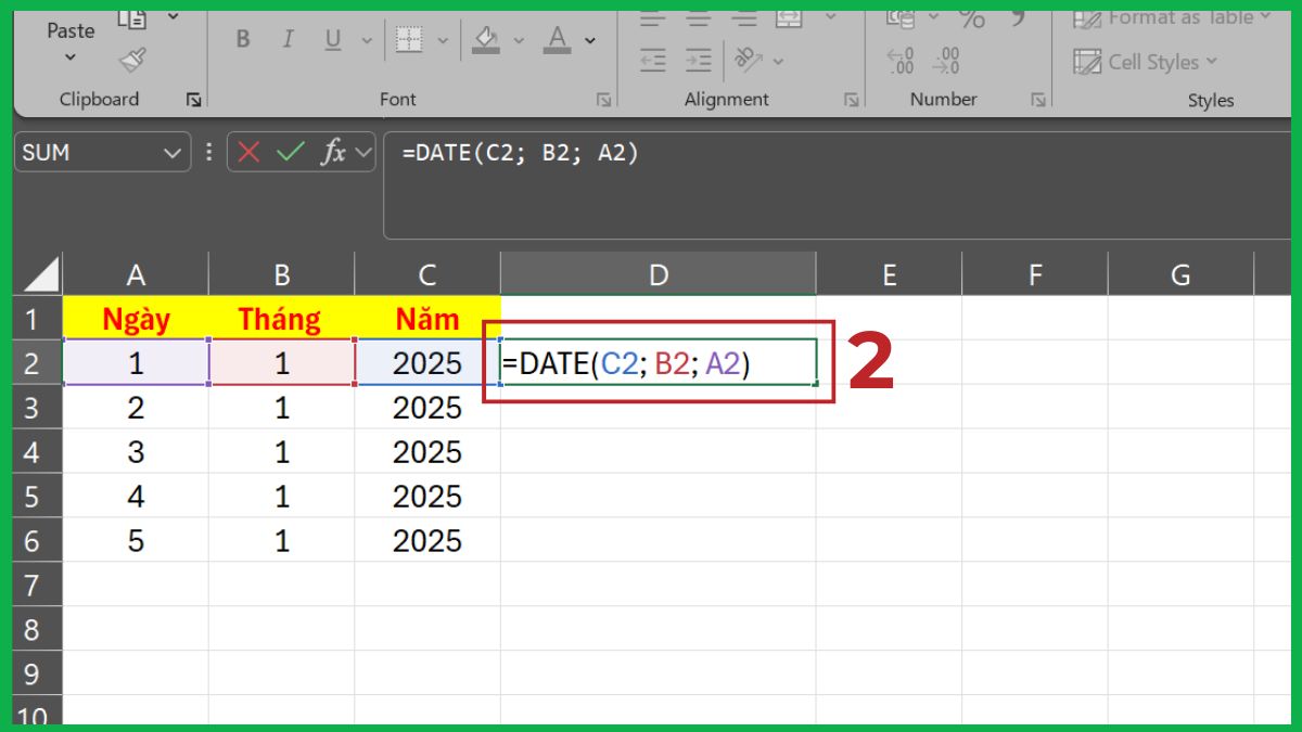 3 cách gộp ngày tháng năm trong Excel phổ biến nhất 5