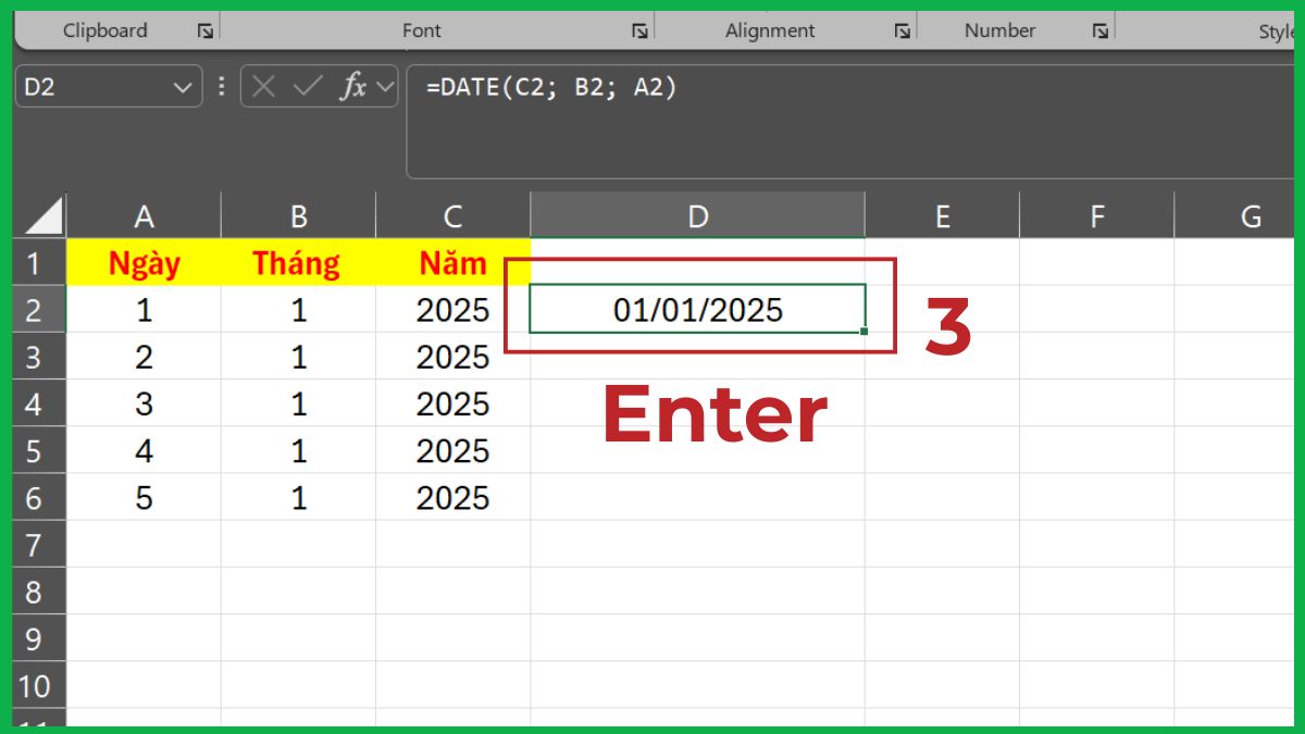 3 cách gộp ngày tháng năm trong Excel phổ biến nhất 6