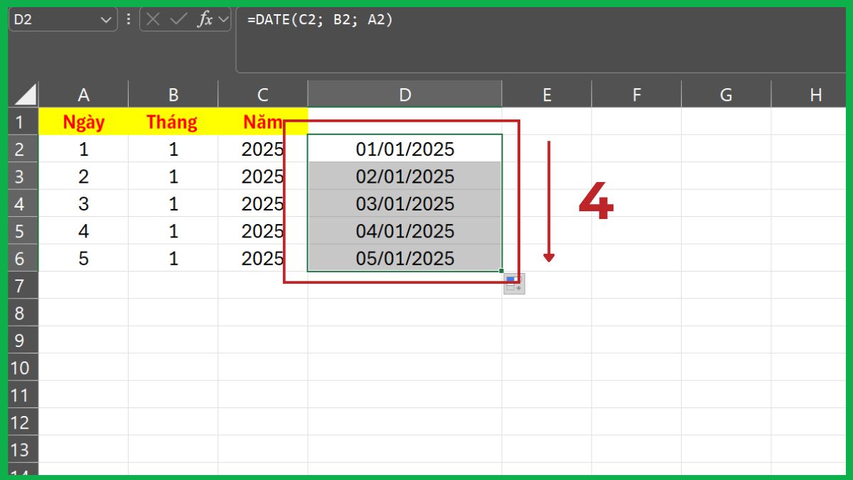 3 cách gộp ngày tháng năm trong Excel phổ biến nhất 7