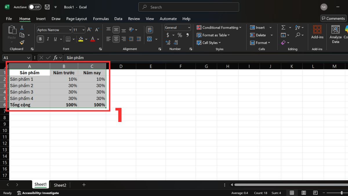 3 cách hiển thị phần trăm trên biểu đồ cột Excel dễ thực hiện 4