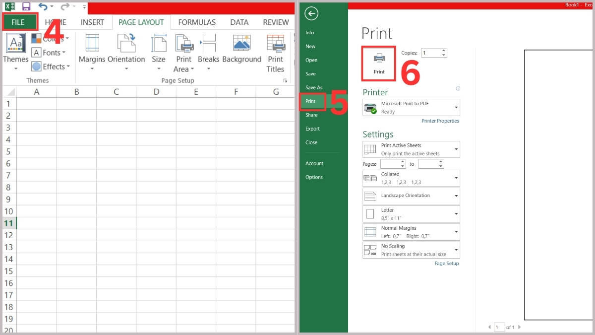 Cách in ngang trong Excel bằng Page Layout 3