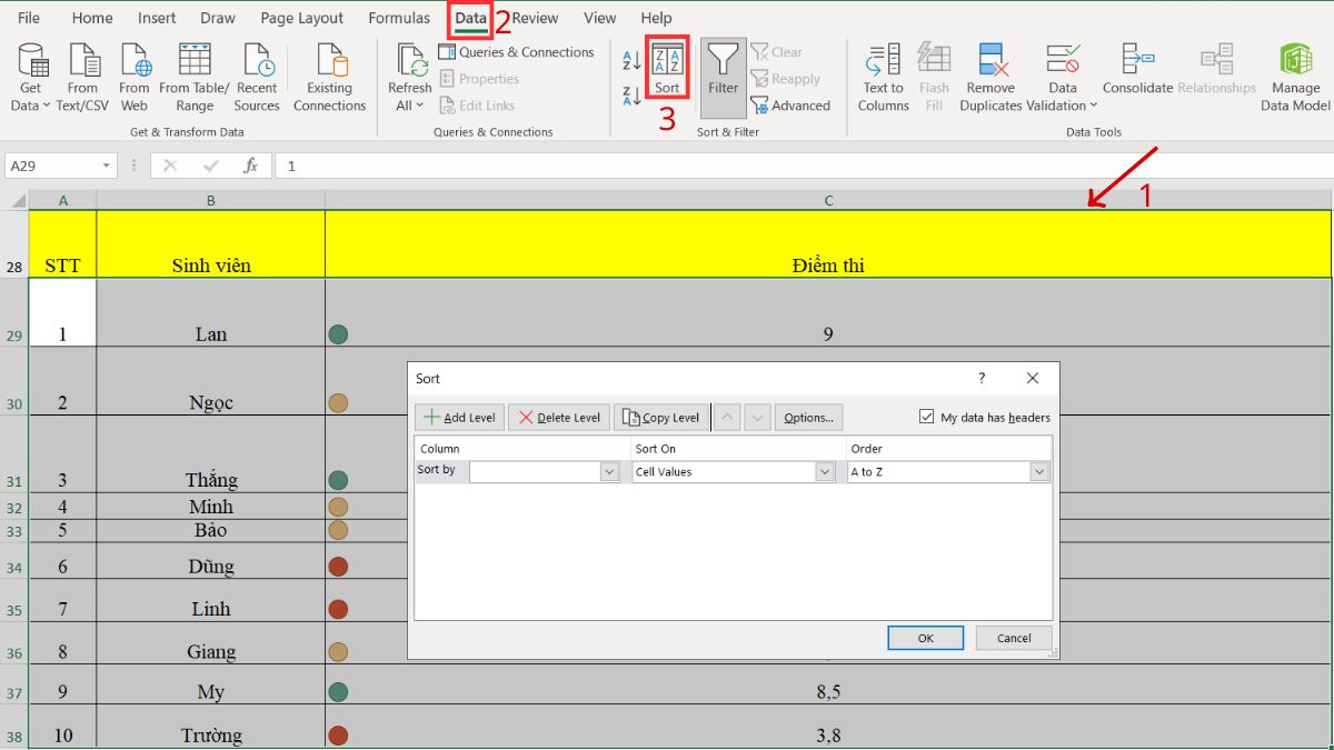 Hướng dẫn 4 cách lọc theo màu trong Excel phổ biến 11