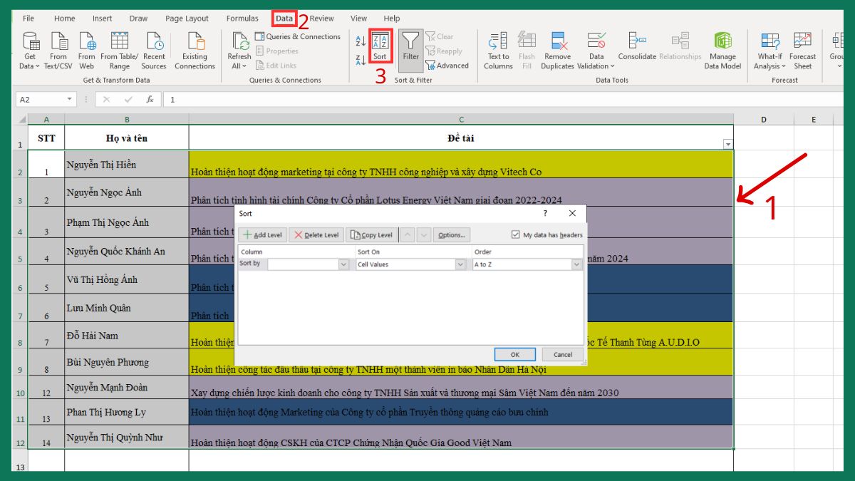 Hướng dẫn 4 cách lọc theo màu trong Excel phổ biến 4