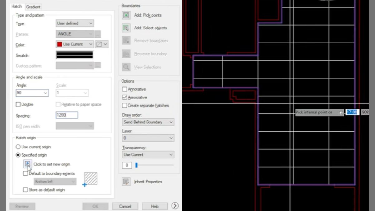 Cách tạo Hatch gạch 300x600 trong CAD chi tiết 4