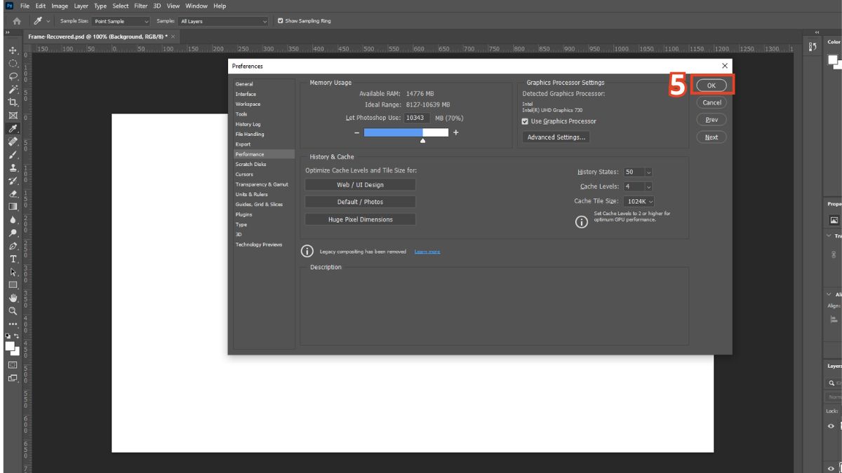 Hướng dẫn thiết lập Undo trong Photoshop 6