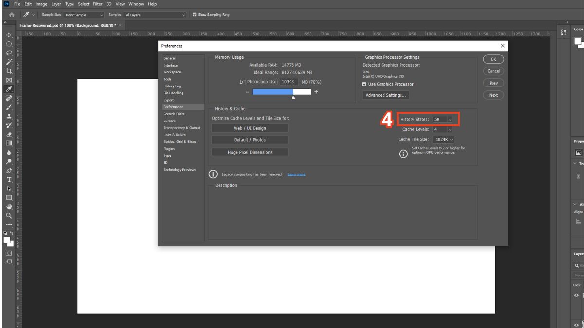 Hướng dẫn thiết lập Undo trong Photoshop 5
