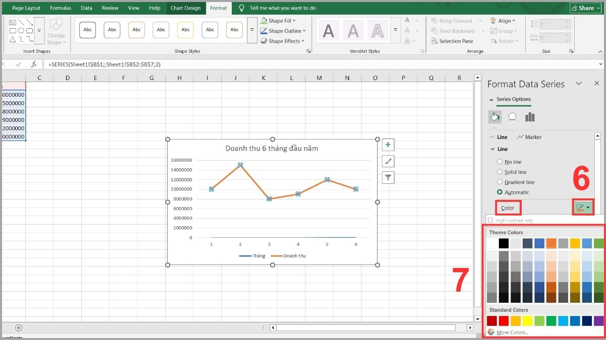 Cách tùy chỉnh biểu đồ đường trong Excel 6