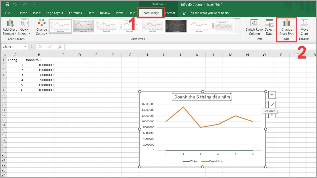 Cách tùy chỉnh biểu đồ đường trong Excel 1