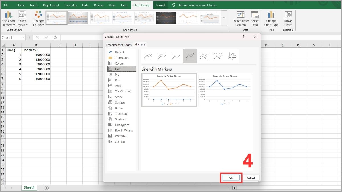 Cách tùy chỉnh biểu đồ đường trong Excel 3
