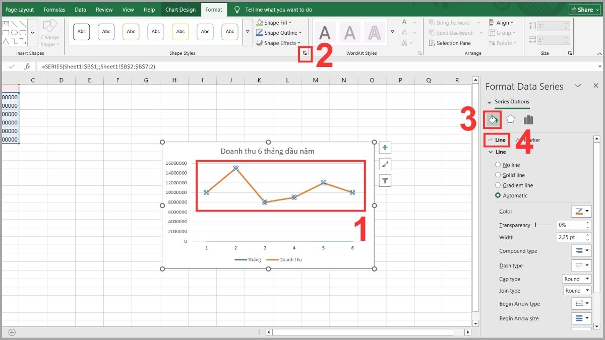 Cách tùy chỉnh biểu đồ đường trong Excel 4