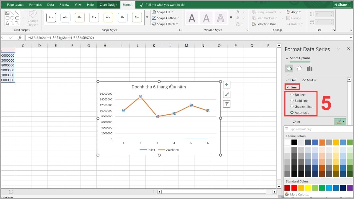 Cách tùy chỉnh biểu đồ đường trong Excel 5