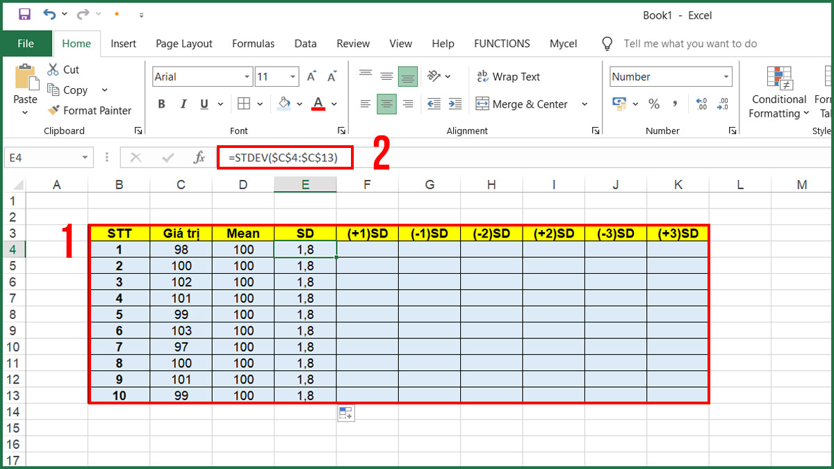 Cách vẽ biểu đồ Levey Jennings trong Excel 1