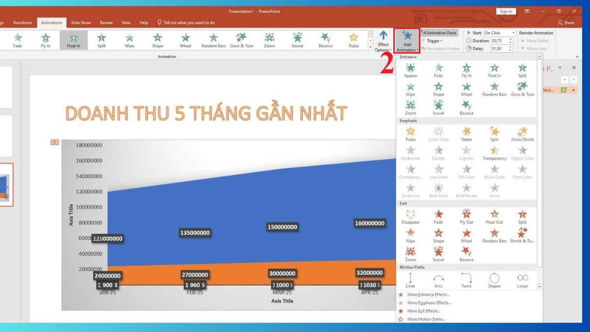Cách tạo hiệu ứng cho biểu đồ trong PowerPoint 2