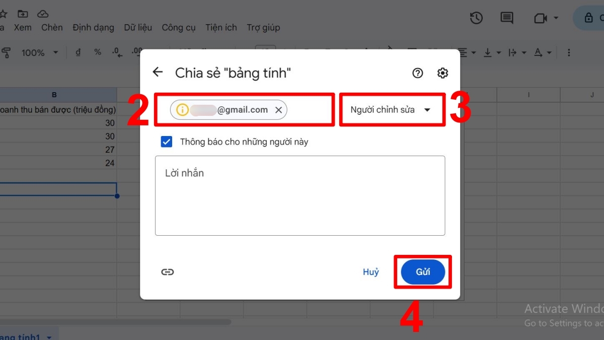 Cấp quyền chỉnh sửa Google Sheet qua email 2