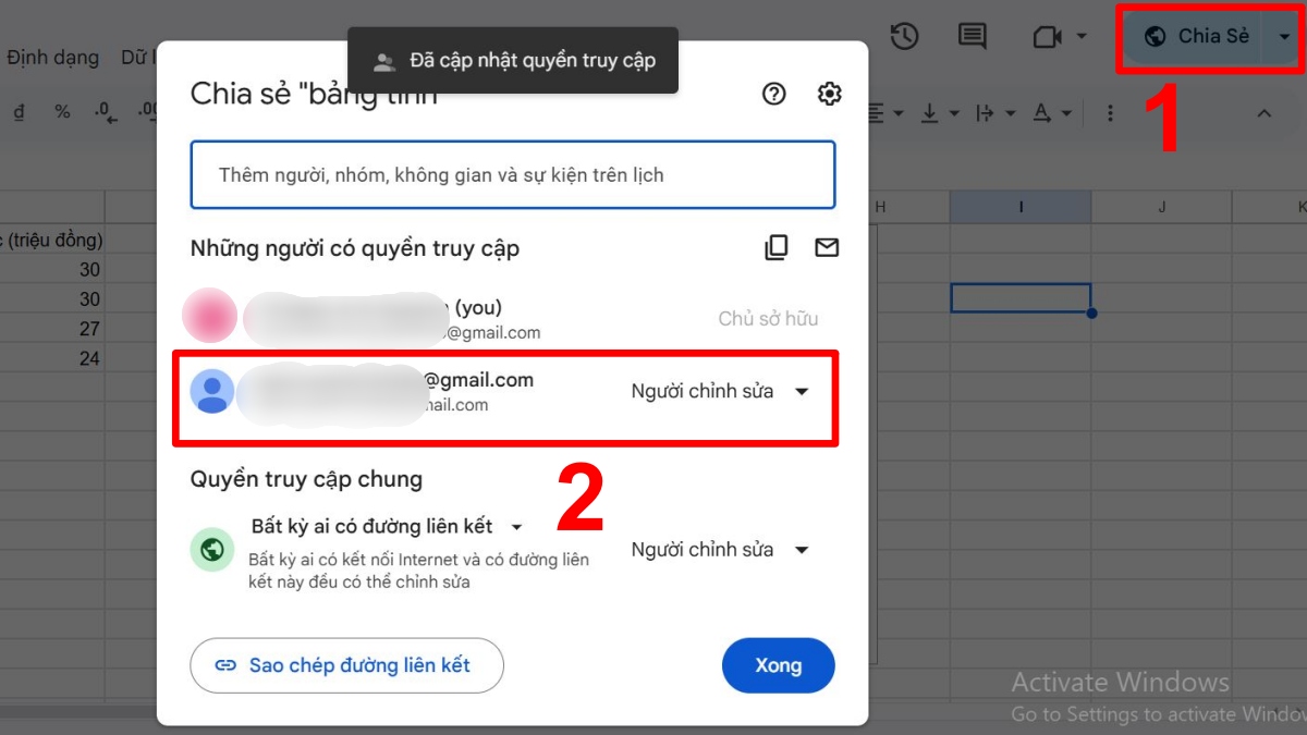 Xem danh sách người được cấp quyền