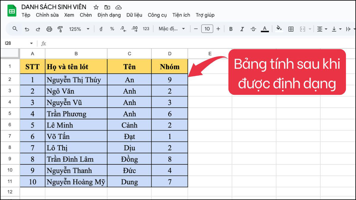 Mẹo chỉnh ô giúp bảng Google Sheet đẹp và dễ nhìn hơn