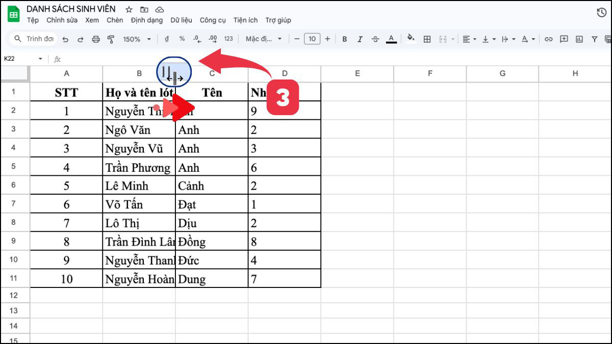 4 cách chỉnh kích thước ô trong Google Sheet dễ thực hiện 3