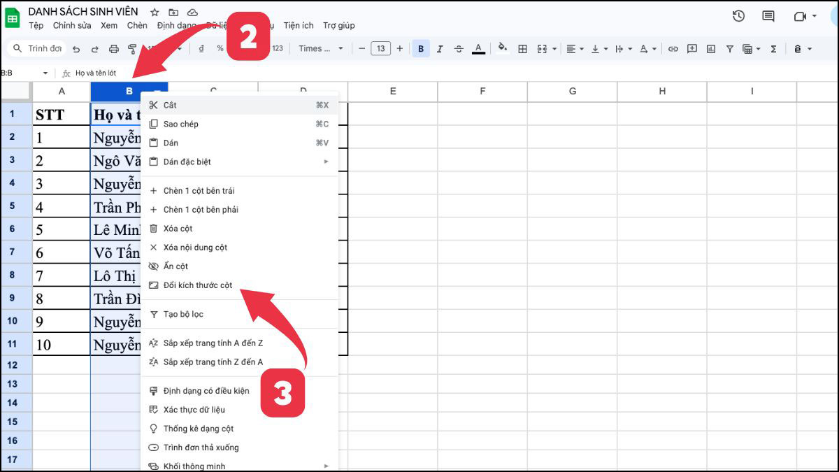 4 cách chỉnh kích thước ô trong Google Sheet dễ thực hiện 9