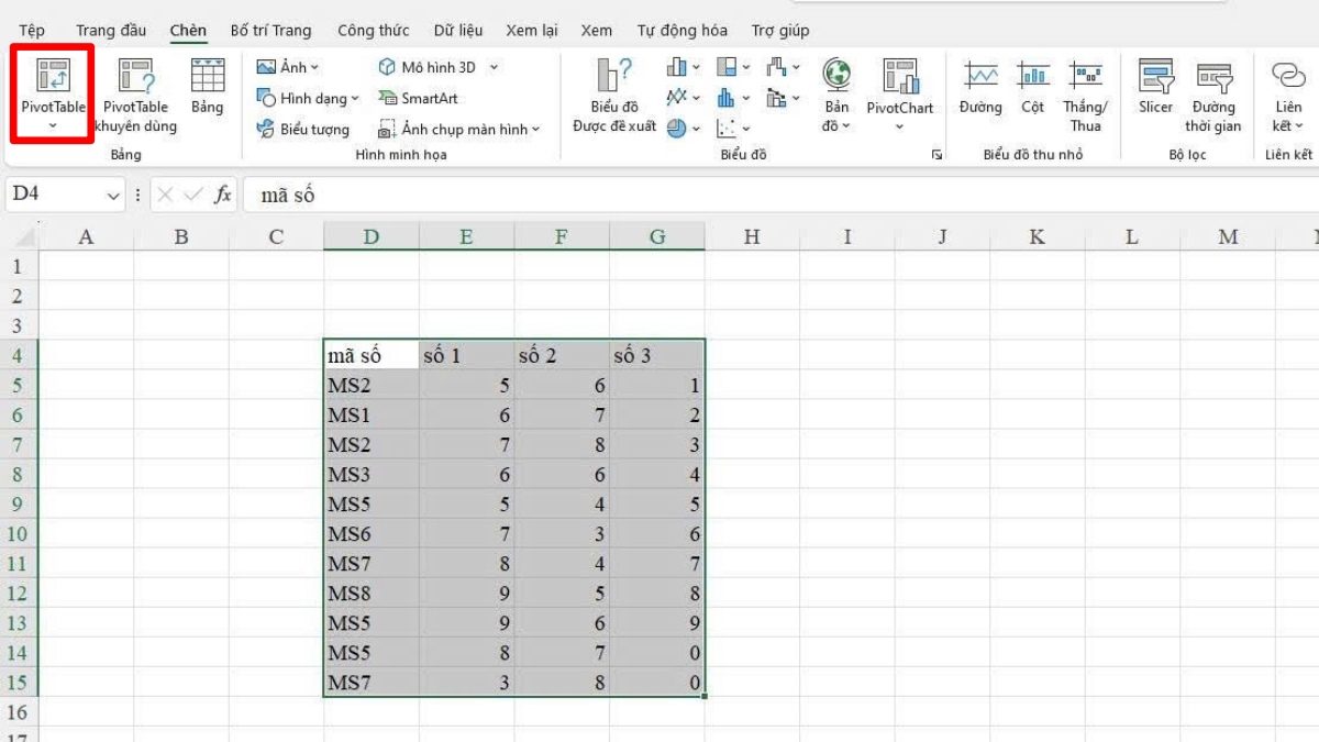 Sử dụng Pivot Table để highlight dữ liệu trùng trong Excel 1