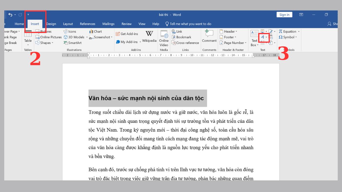 2 cách đổ bóng chữ trong Word đơn giản 2