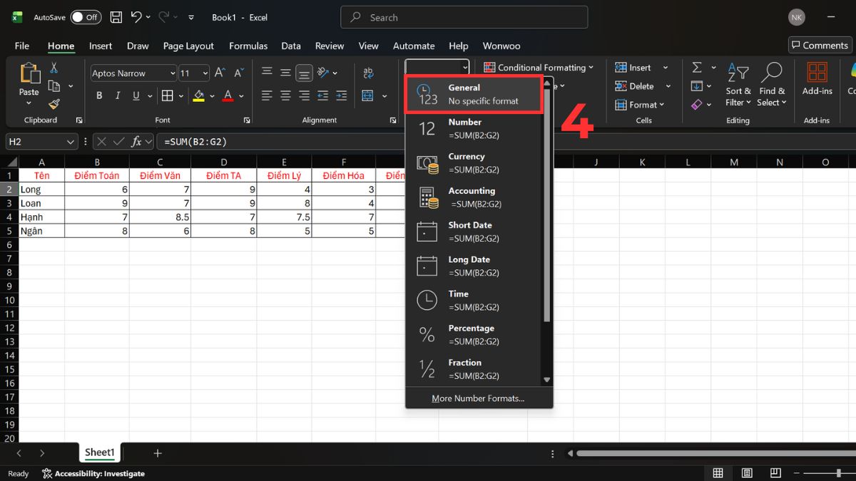 Cách sửa lỗi Excel không hiện công thức trên thanh công cụ 6