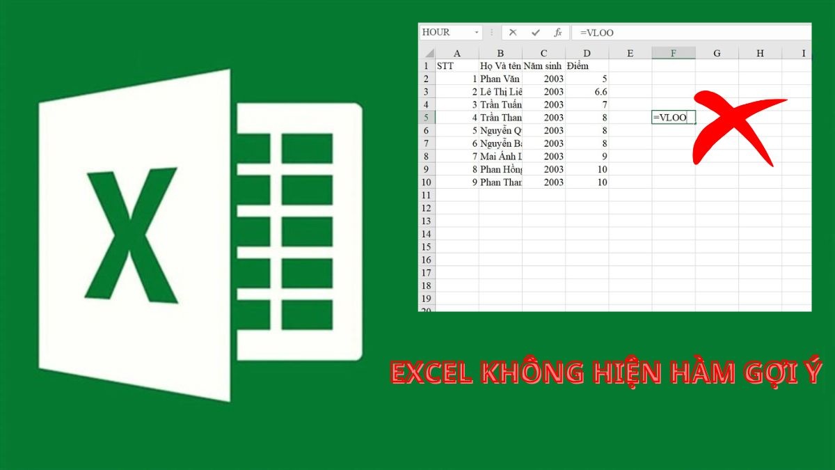 Cách sửa lỗi Excel không hiện hàm gợi ý nhanh và hiệu quả