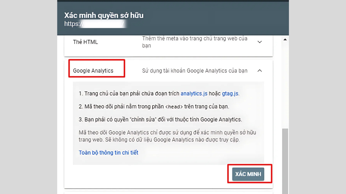 Thiết lập Google Search Console bằng Google Analytics