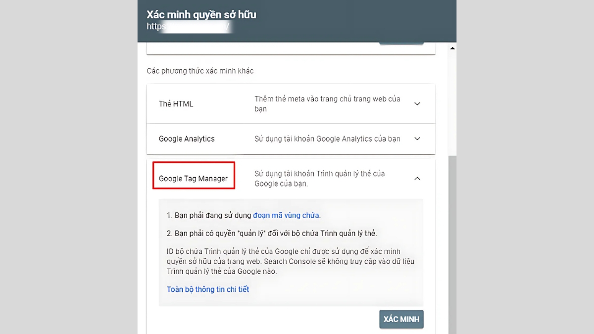 Hướng dẫn cài Google Search Console qua Google Tag Manager