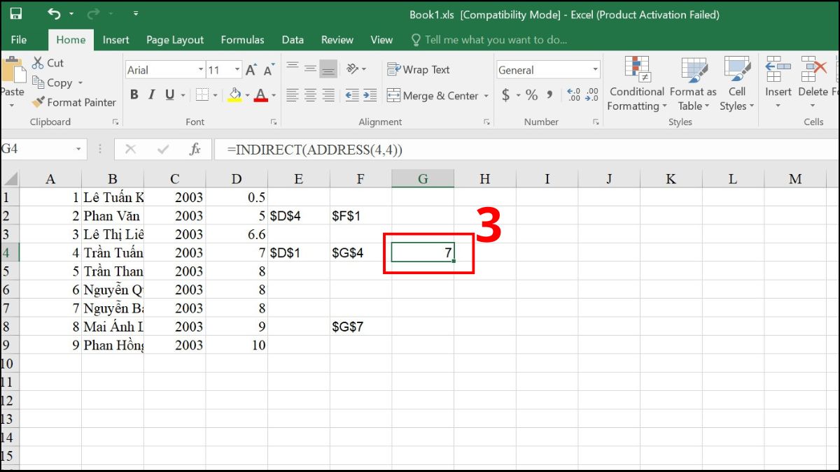 Ví dụ minh họa cách sử dụng hàm ADDRESS Excel 13