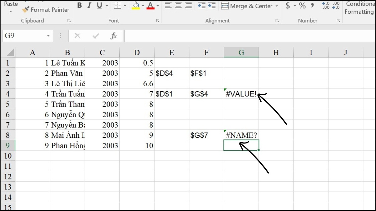 Lỗi thường gặp khi dùng hàm ADDRESS và cách khắc phục