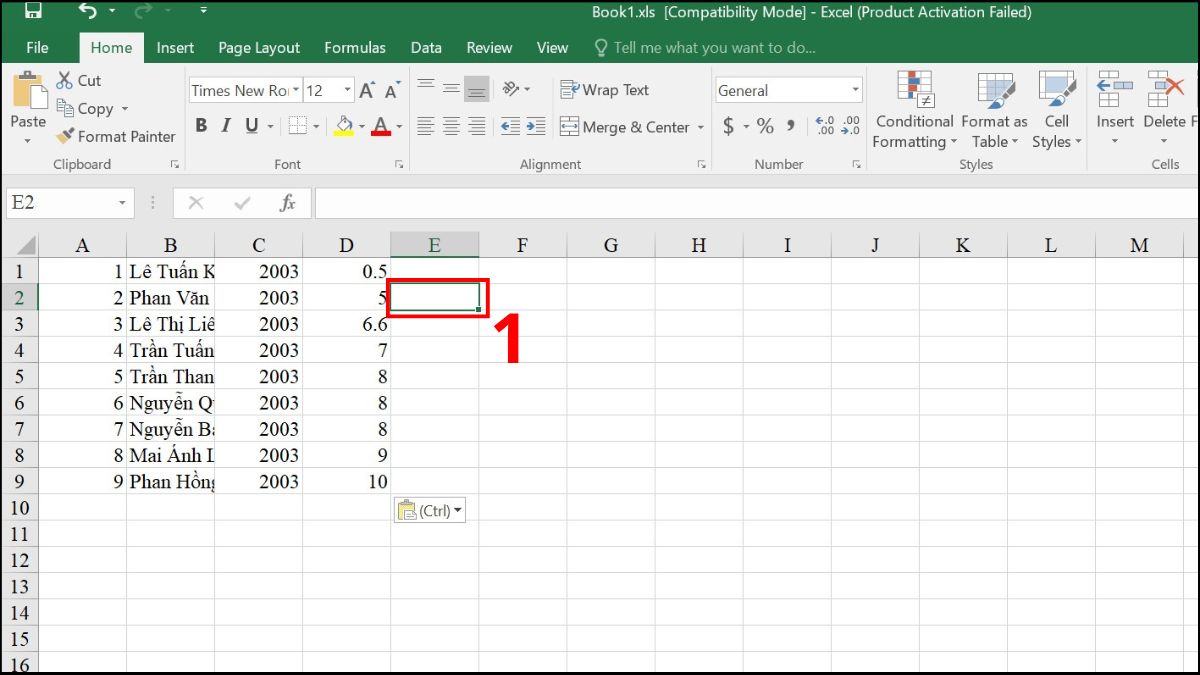 Ví dụ minh họa cách sử dụng hàm ADDRESS Excel