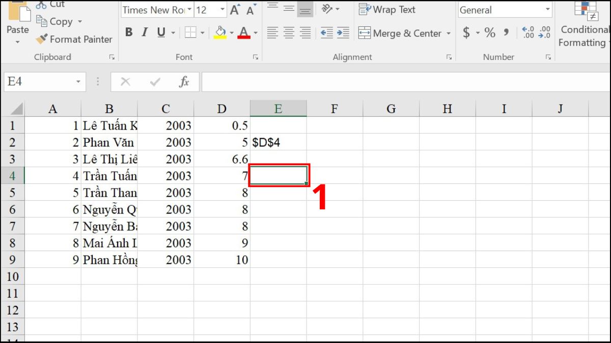 Ví dụ minh họa cách sử dụng hàm ADDRESS Excel 4