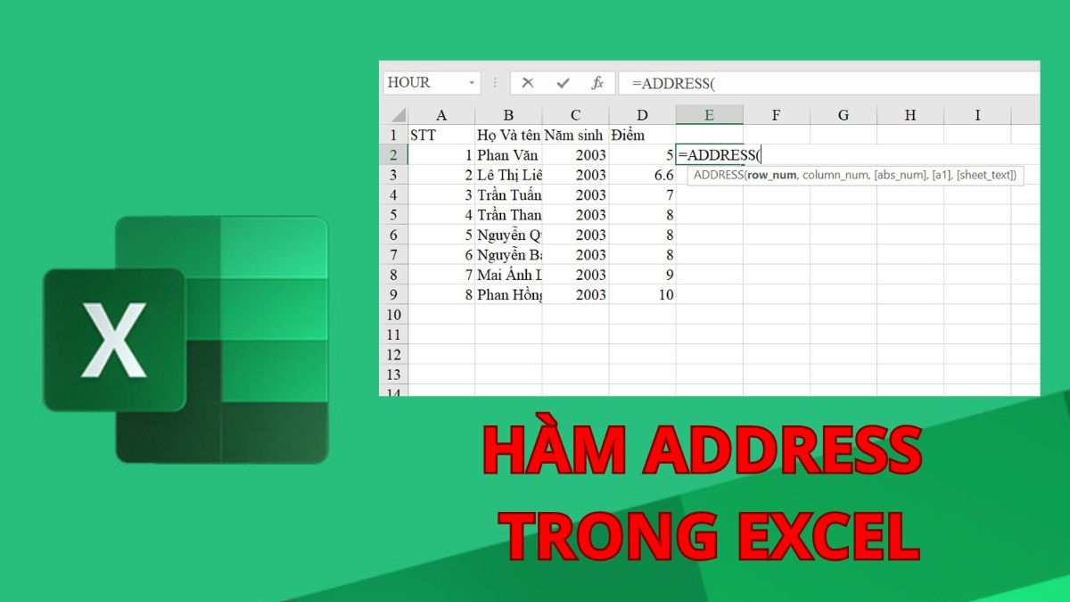 Toàn bộ cách dùng hàm ADDRESS trong Excel kèm ví dụ minh họa