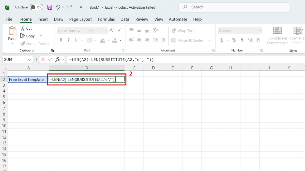 Các hàm đếm số lần xuất hiện ký tự trong Excel phổ biến 2