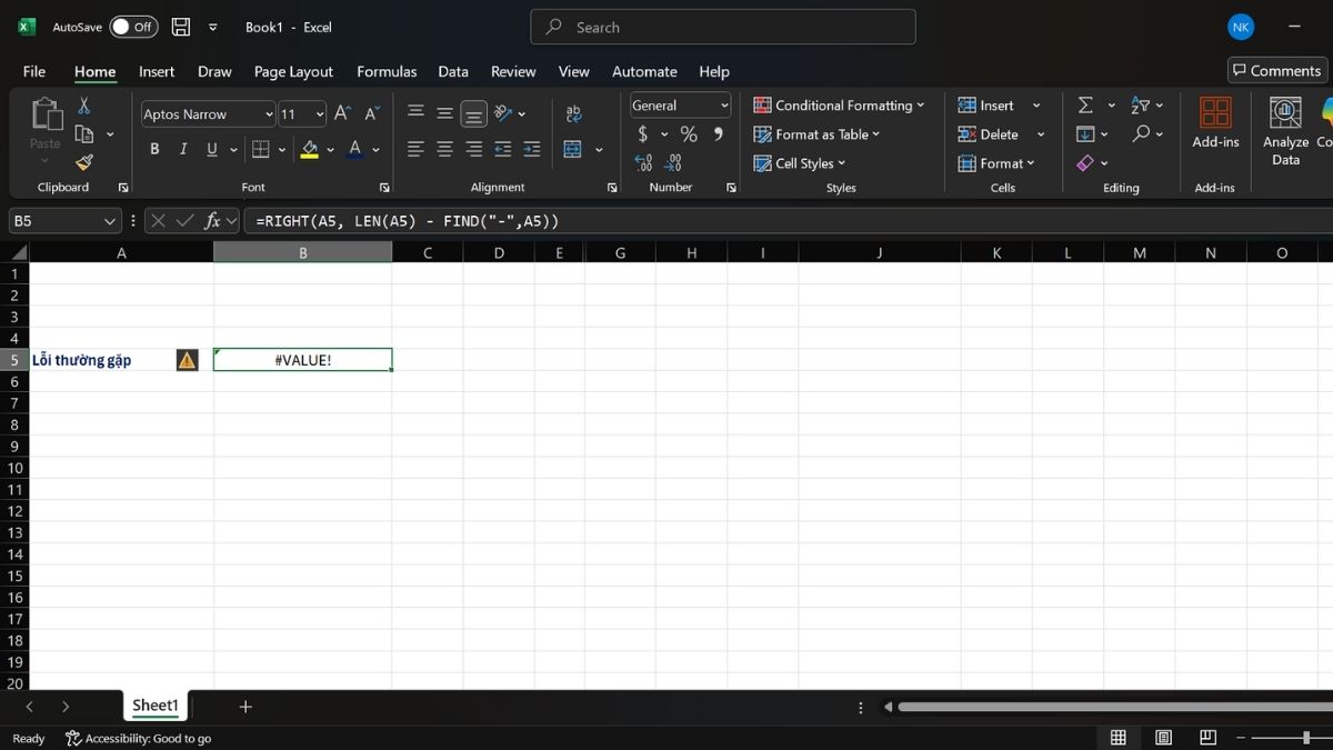 Lỗi thường gặp khi dùng hàm FIND và cách khắc phục