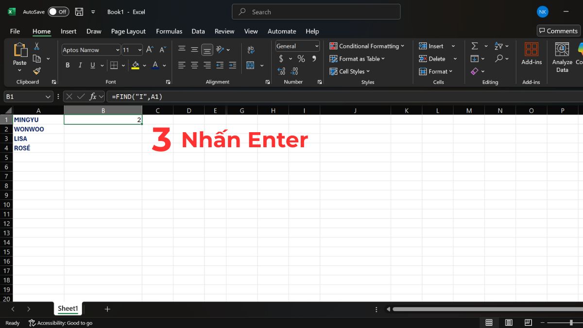 Cách dùng hàm FIND trong Excel kèm ví dụ minh họa 3
