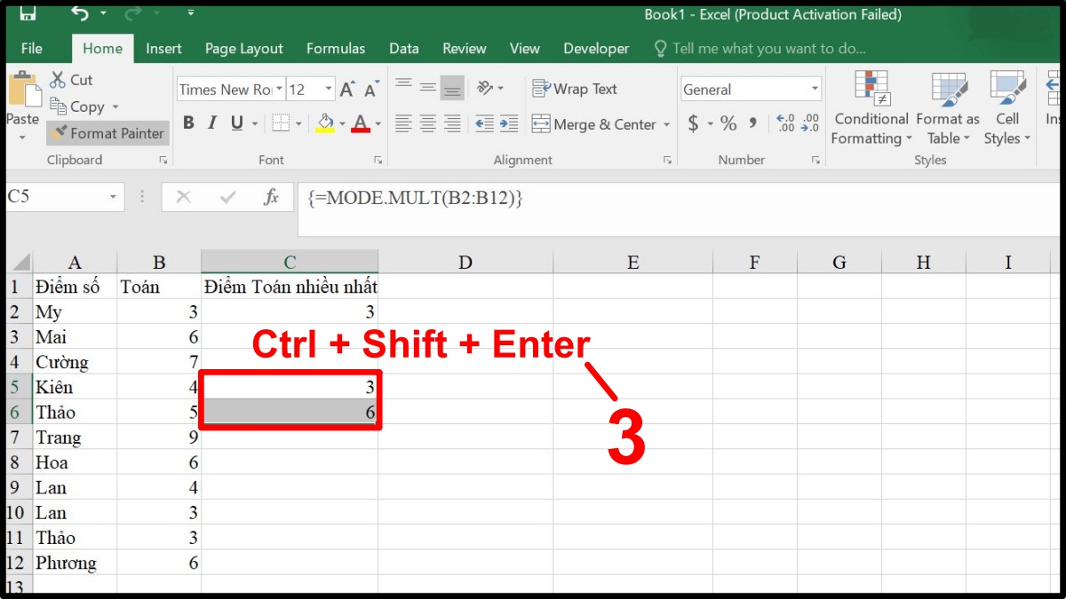Cách sử dụng hàm MODE trong Excel kèm ví dụ minh họa 6